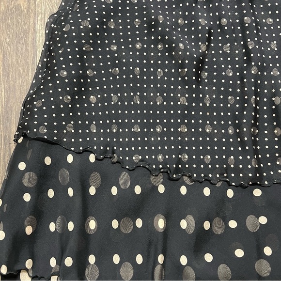 Tommy Hilfiger Mid Length Silk Black White Polka Dots Tier Ruffle Layer Skirt 16 - Picture 6 of 11